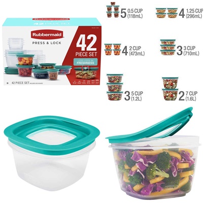 Bộ hộp đựng thức ăn Rubbermaid nắp xanh 42pcs